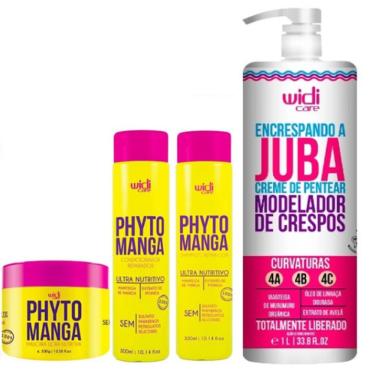 Imagem de Kit Encrespando A Juba 1L - Shampoo Phytomanga - Condicionador - Máscara Nutritiva Phyto Manga 300g Widi Care