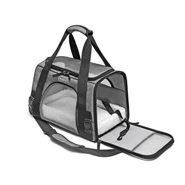 Imagem de PERIGOT Bolsa de Transporte Pet 28x25x43cm, Passeios, Viagem, Cabine de Avião, Carro, Cães e Gatos, Cinza