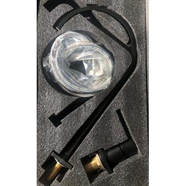 Imagem de Torneira da bacia de ouro escovado Dois furos Gun Grey torneira do banheiro giratória, preta