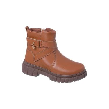 Imagem de Bota Coturno Infantil Feminina Ortopé Glam Boot Detalhe Pingente Caramelo