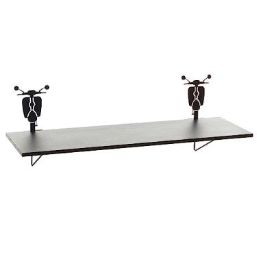 Imagem de Prateleira Decorativa Vespa, Cor Preto Microtextura com Madeira Preta, Metaltru