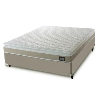 Imagem de Cama Box Casal Colchão D45 com Pillow Top Hellen Strong 138x188x62cm Bege - Suporta até 150kg por Pessoa