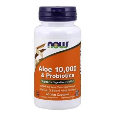 Imagem de Now Foods Aloe 10,000 E Probiotics 60 Cápsulas