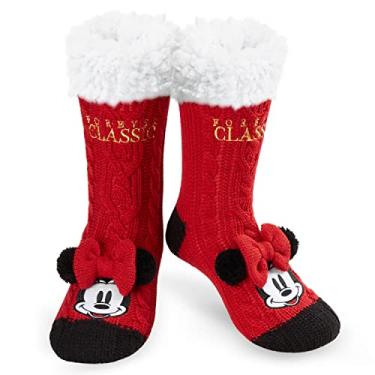 Imagem de Disney Meias de estar por casa mulher tamanho 35-41, meias sapatilhas de mulher, meias antiderrapantes Stitch Mickey Minnie, Vermelho clássico Minnie, 35/41 EU