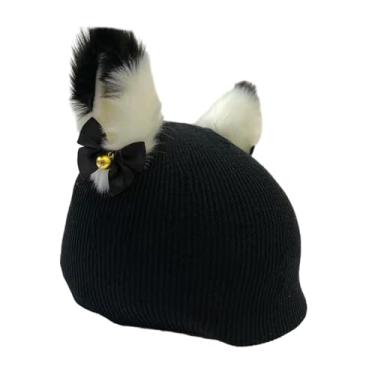 Imagem de Amagogo Capa de capacete de esqui gorro adorável capacete elástico capa protetora patinação capacete de esqui decoração, Gatinho Preto