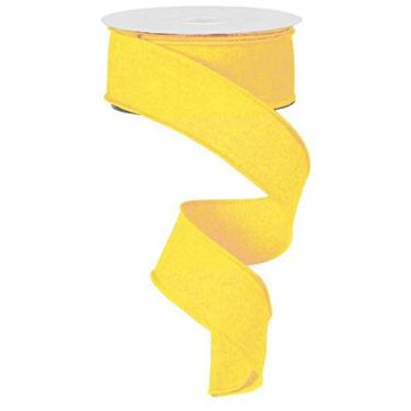 Imagem de Solid Canvas Wired Edge Ribbon, 10 Yards (Yellow, 3.8cm )