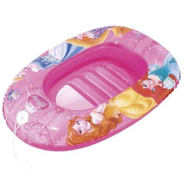 Imagem de Boia Inflável Infantil Bote Rosa Princesas Disney 102cm Mor