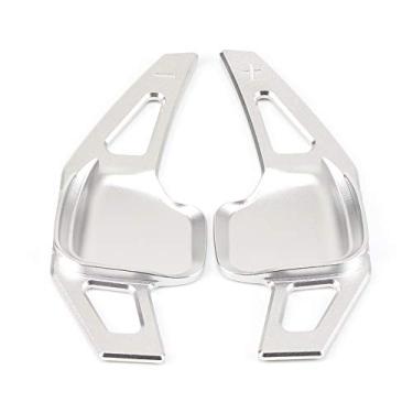 Imagem de ontto Carro Inerior Volante Remo Extirado Shfiter Trim Cover Liga de Alumínio Compatível com BMW 1 2 3 4 5 6 Series X1 X4 X5 X6 2014 2015 2016 Prata