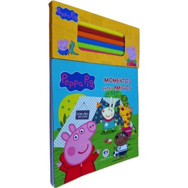 Imagem de Livro Físico de Colorir Infantil Peppa Pig: Momentos Entre Amigos Com 6 Lápis de Cor Idade Recomendada: Acima de 3 Anos