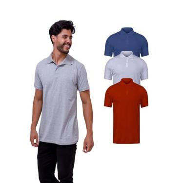 Imagem de Kit Com 3 Camisetas Gola Polo 100% Algodão Colorida (BR, Alfa, G, Regular, Multicolorido)