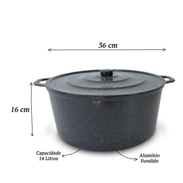 Imagem de Panelão Fundido Alumínio Batido 36cm Panela Grande - Preto