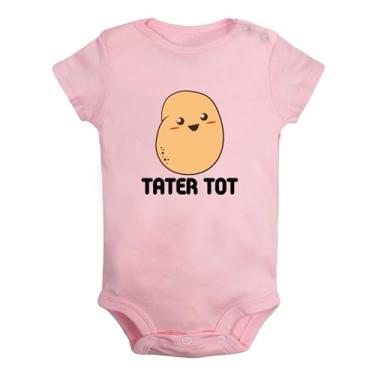 Imagem de iDzn Tater Tot Batata Macacões engraçados para recém-nascidos macacões infantis roupas de algodão infantil gráfico de uma peça, rosa, 0-6 Months
