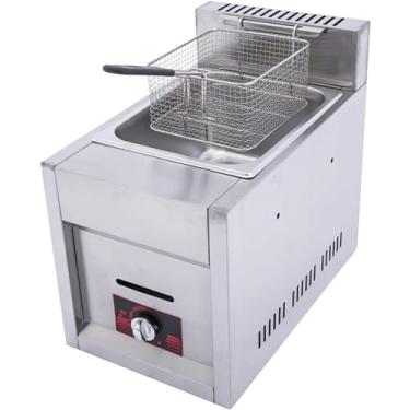 Imagem de Fritadeira comercial a gás com panela única e tampa, fritadeira de aço inoxidável, fácil de limpar, botão de temperatura ajustável, removível small gift