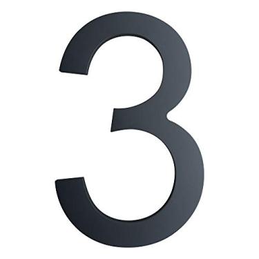 Imagem de Números de casa modernos de 15 cm – Número de endereço residencial flutuante de aço inoxidável, fácil de instalar, acabamento preto, Number 3