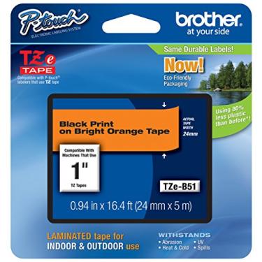 Imagem de Fita original Brother 1" (24 mm) preta em laranja brilhante TZe P-Touch para Brother PT-E550W, PTE550W etiquetadora