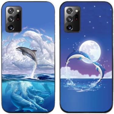 Imagem de 2 peças de capa de telefone traseira de silicone em gel TPU impresso golfinhos para Samsung Galaxy All Series (Galaxy Note 20 Ultra)