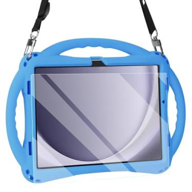 Imagem de TopEsct Capa infantil para Samsung Galaxy Tab A9 Plus 11 polegadas 2023 - Capa de silicone à prova de choque com protetor de tela e alça (azul)