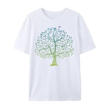 Imagem de BAFlo Camiseta masculina ou feminina com estampa de árvore da vida, Branco, 4G