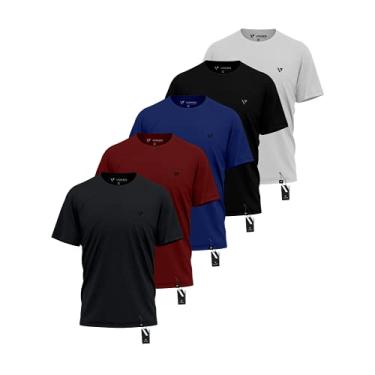 Imagem de Kit 5 Camisas Camisetas Masculina Slim Voker Premium 100% Algodão - GG - Azul, Branco, Preto, Verde e Vermelho