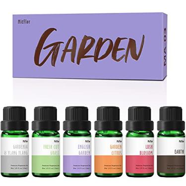 Imagem de Conjunto de óleos aromáticos de jardim, óleos perfumados premium MitFlor para difusor, sabonetes e velas, conjunto de presente de óleos de aromaterapia, flor exuberante, grama fresca, terra e mais, 6