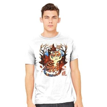 Imagem de TeeFury - Tigre no outono - Camiseta masculina animal, tigre, Carvão, GG