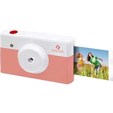 Imagem de Minolta Câmera digital Instapix 2 em 1 com impressão instantânea e impressora Bluetooth, rosa coral