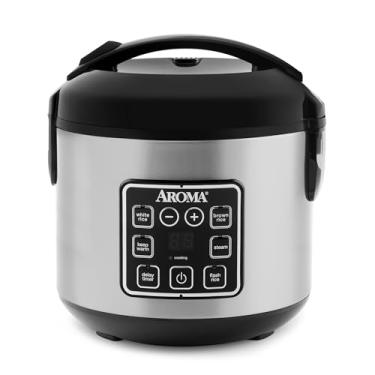 Imagem de Aroma 8 xícaras de aço inoxidável Cool Touch Digital arroz/multicooker/Food Steamer, preto
