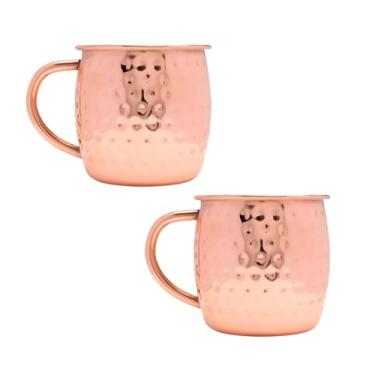 Imagem de Kit 2 Canecas Moscow Mule Martelada de Aço Inox com Acabamento em Cobre 520ml