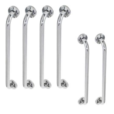 Imagem de Alça De Apoio Barra Inox Kit 6 Unidades 70cm 80cm Suporte Gestante Idoso Criança Corrimao