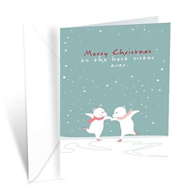 Imagem de Prime Greetings Cartão de Natal Sister, feito nos EUA, ecológico, cartolina grossa com envelope premium 12,7 cm x 19,7 cm, embalado em caixa de proteção