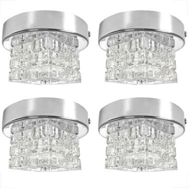 Imagem de Kit 4 Spot Cristal Quadrado Sobrepor Plafon Lavabo G9 Bet45