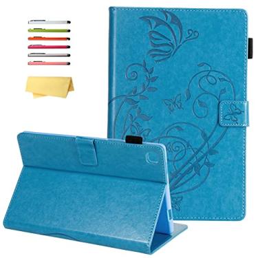 Imagem de UUcovers Capa para Samsung Galaxy Tab A7 de 10,4 polegadas, versão 2020/2022 (SM-T500/T503/T505/T507/T509) com suporte/porta-lápis [despertar/hibernar automaticamente], capa de flor em relevo de couro