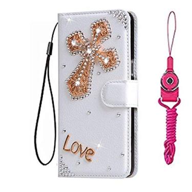 Imagem de Capa para celular Sharp AQUOS Simple Sumaho 6, carteira de couro brilhante feita à mão e alça de pescoço [suporte] [fecho magnético] para Sharp AQUOS Simple Sumaho 6 capa de telefone (tamanho 20)