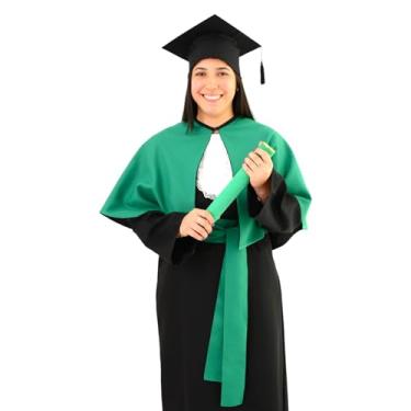 Imagem de Beca Formatura + Capelo + Jabô + Faixa + Canudo+ Capa Ombro (Verde, Infantil 02)