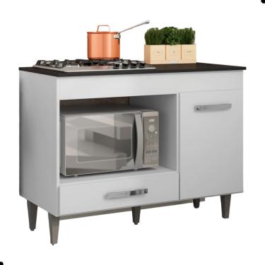 Imagem de Bancada para Cooktop com Porta e Gaveta Madri Branco