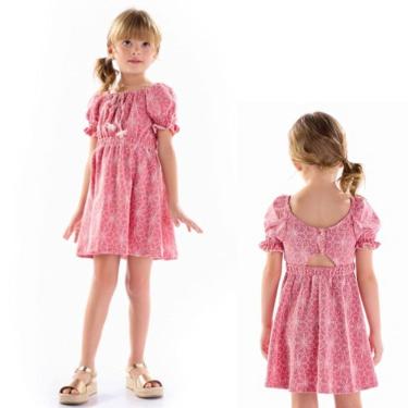 Imagem de Vestido  trabalhado florzinhas com botões e decote nas costas Kiki Xodó