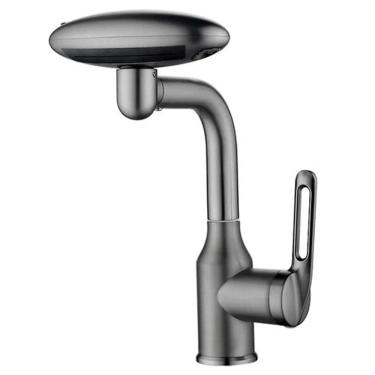 Imagem de Torneira Monocomando Banheiro Cozinha Rotaçao 360 Graus Quatro Jatos Cascata Modo Bolha Cortina de Agua Fria Quente Misturador Bancada Mesa Luxo