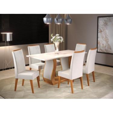 Imagem de Mesa de Jantar Retangular Vitalic com 6 Cadeiras Madeira Maciça Vegas 