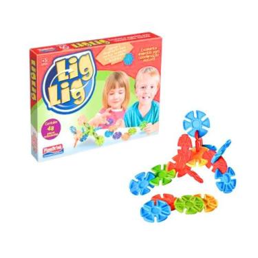 Imagem de Brinquedo Educativo Didatico De Montar Encaixe Lig Lig 48 Peças - Plas