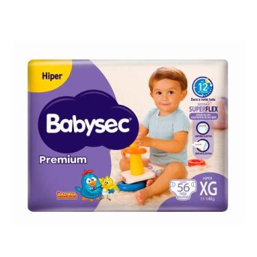 Imagem de Fralda Infantil Babysec Premium Hiper XG com 56 Unidades, XG, 56