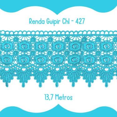 Imagem de Renda Guipír Azul Turquesa - Rolo Com 13,7 Metros - Chl427 - Nybc