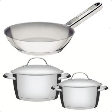 Imagem de Frigideira aco inox allegra e jg.panelas aco inox 2 pcs allegra ( kit)
