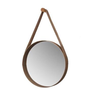 Imagem de Espelho Decorativo Castanheira de 50 cm com Alça - JB Bechara, Castanh