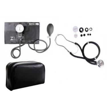 Imagem de Aparelho de Pressão Arterial + Estetoscópio Rappaport Preto - PREMIUM