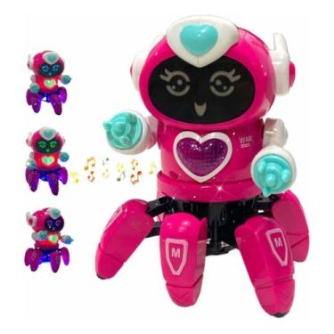 Imagem de Aranha Robô Dançarino Rosa 6 Pernas Com Sons E Luzes - Atacarejo Store