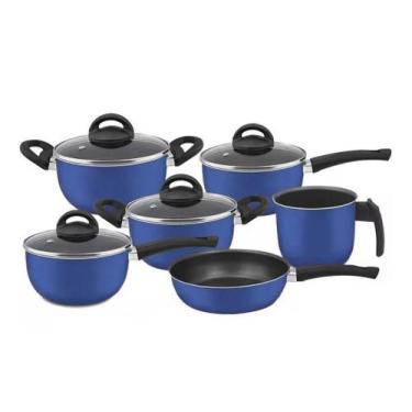 Imagem de Conjunto de panelas 06 pçs antiaderente marpal com teflon, Azul