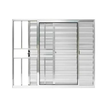 Imagem de Veneziana 3 folhas 1,20x1,50 com grade no alumínio brilhante - Comerci