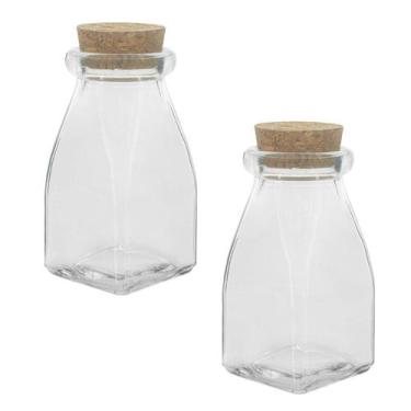 Imagem de Kit 2 Porta Mantimentos De Vidro Com Rolha 120ml Lyor