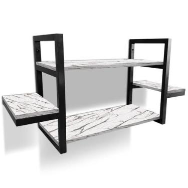 Imagem de Prateleira Dupla Cali Nicho De Parede Design Industrial  Preta/Vulcano