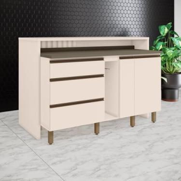 Imagem de Kit Ilha Gourmet 3 Gavetas com Porta Condimentos Connect Duna/Off White